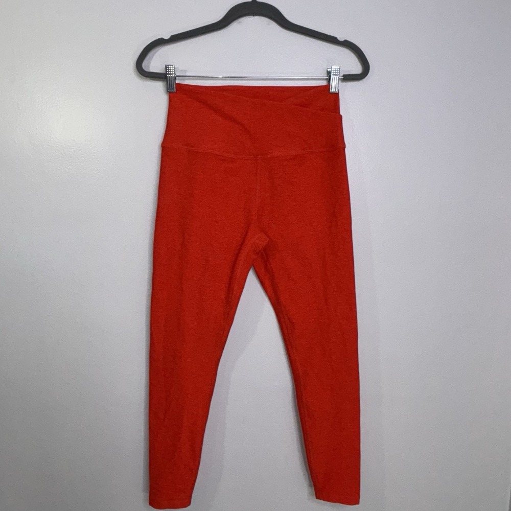 Beyond Yoga At Your Leisure High Waist Midi Leggings Space Dye Red/Orange Size L